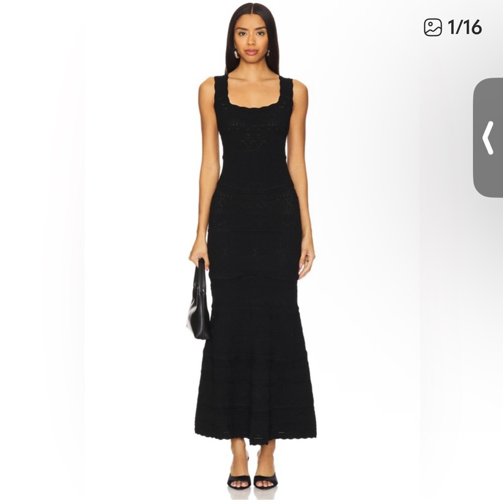 LoveShackFancy Ellaria Elegant Black Maxi Dress